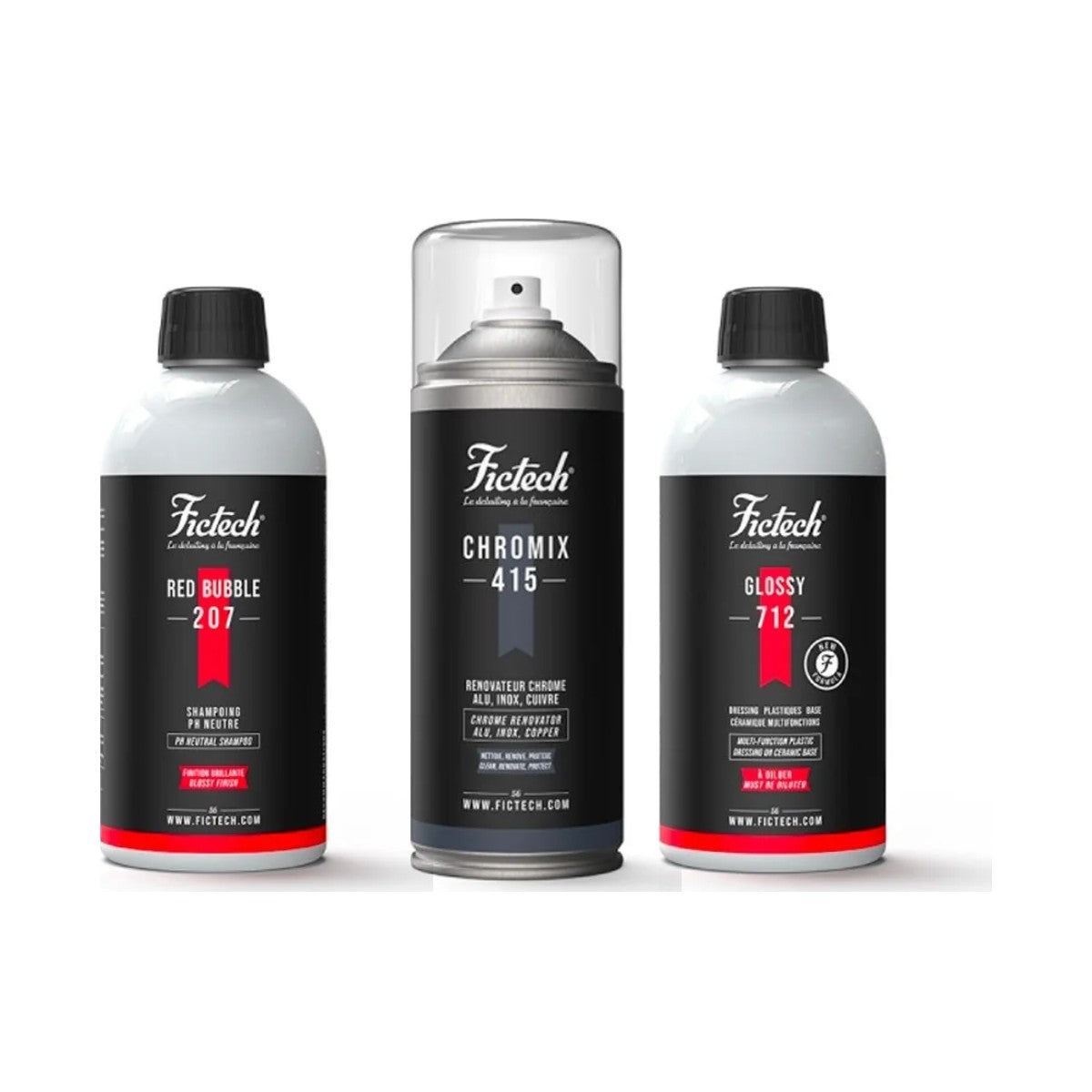 Pack finition showroom moto : Red Bubble 207, Chromix 415 et Glossy Fictech